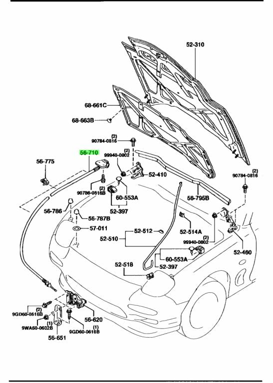 MAZDA RX-7 FD3S Bonnet Hood Release Cable (GENUINE - OEM)