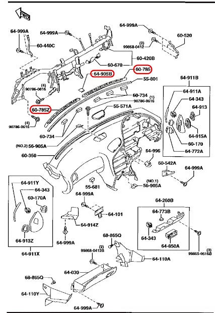 MAZDA RX-7 FD3S Dash Defroster Grill (GENUINE - OEM)