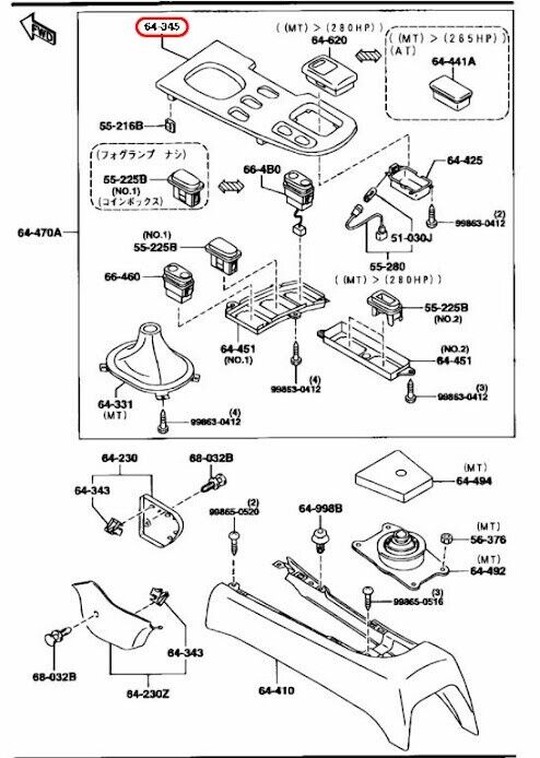 MAZDA RX-7 FD3S Center Console Switch Panel Piece (GENUINE - OEM)