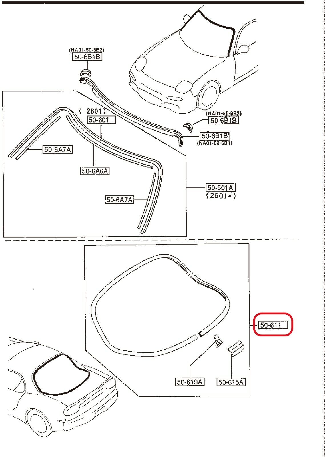 MAZDA RX-7 FD3S Rear Windshield Glass Molding set (GENUINE - OEM)