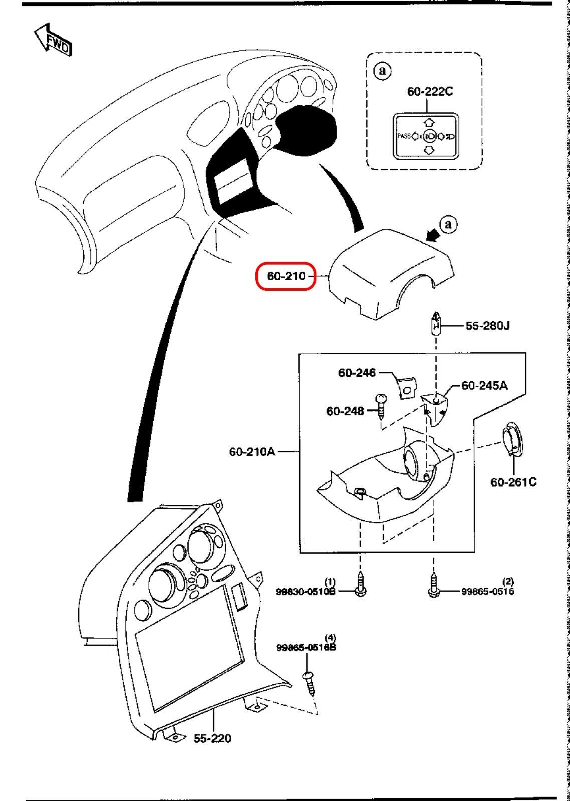 MAZDA RX-7 FD3S Upper Steering Column Cover (GENUINE - OEM)