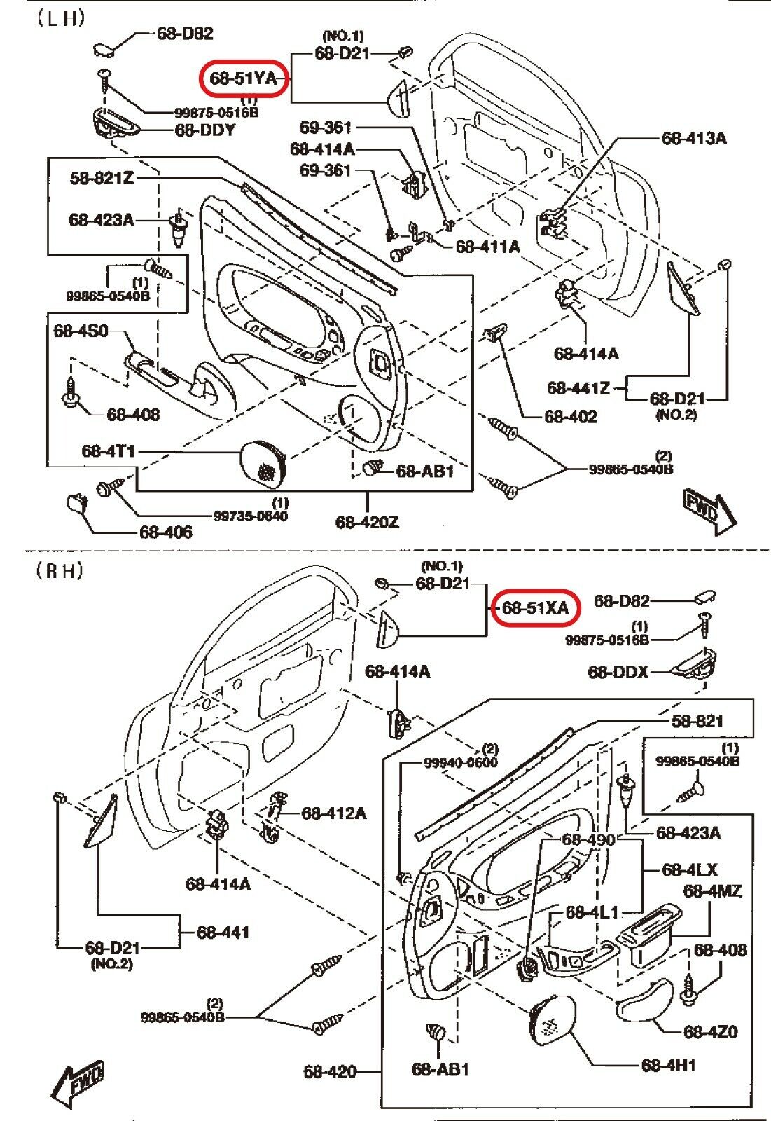 MAZDA RX-7 FD3S Inner Sail Garnish Door Corner Trim Cover (GENUINE - OEM)